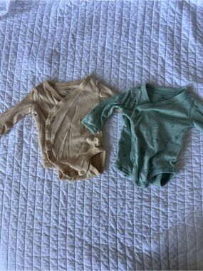Carter's Yellow Stripe and Green Farm Print Long Sleeve Bodysuit Duo Unisex